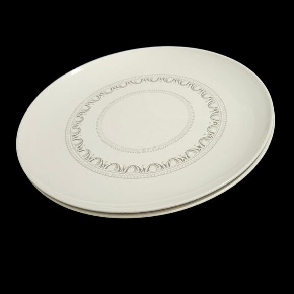 Centura by Corning White Dinner Plates Set of 2 Embossed Scroll Pattern - Picture 4 of 6